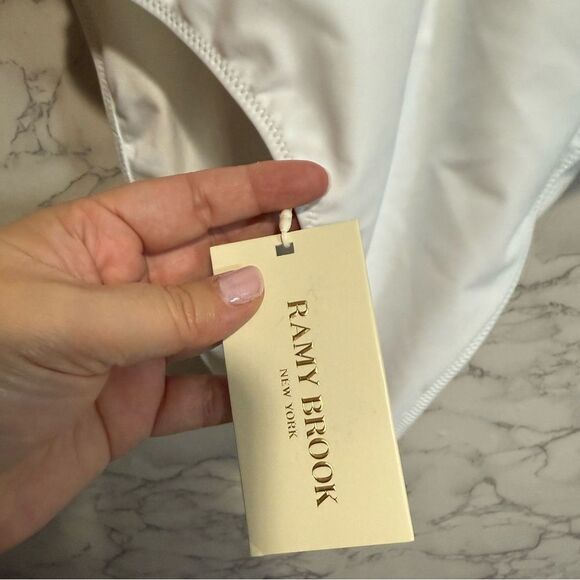 NEW Ramy Brook Annka Plunging One Piece Swimsuit White Halter One-Piece Size L - Picture 5 of 10